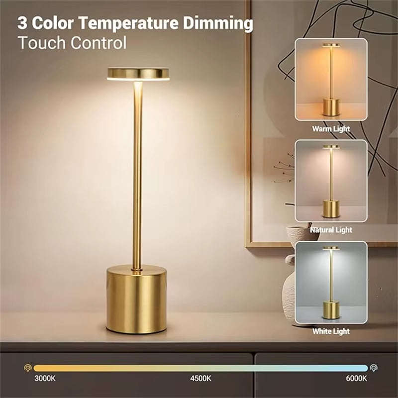 Classic Table Lamp USB Rechargeable Night Light Stepless Dimming Touch Desk Lamp 3 Colors Bedside Lamp Hotel Bar Decoration