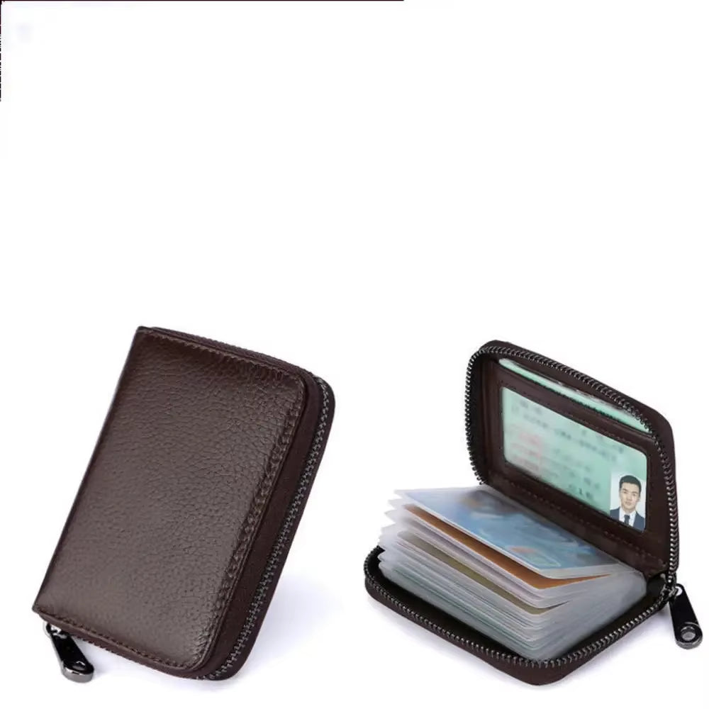 Frosted Leather Multi-Card Slot Cards Holders Wallets High-End Women Men Business Credit ID Card Organizer Zipper Coin Pouch