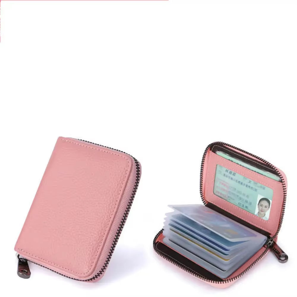 Frosted Leather Multi-Card Slot Cards Holders Wallets High-End Women Men Business Credit ID Card Organizer Zipper Coin Pouch