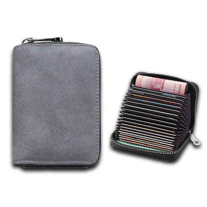 Frosted Leather Multi-Card Slot Cards Holders Wallets High-End Women Men Business Credit ID Card Organizer Zipper Coin Pouch