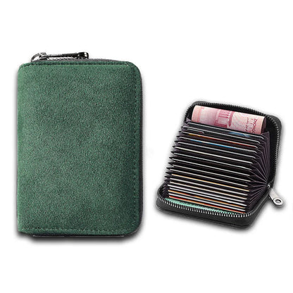 Frosted Leather Multi-Card Slot Cards Holders Wallets High-End Women Men Business Credit ID Card Organizer Zipper Coin Pouch