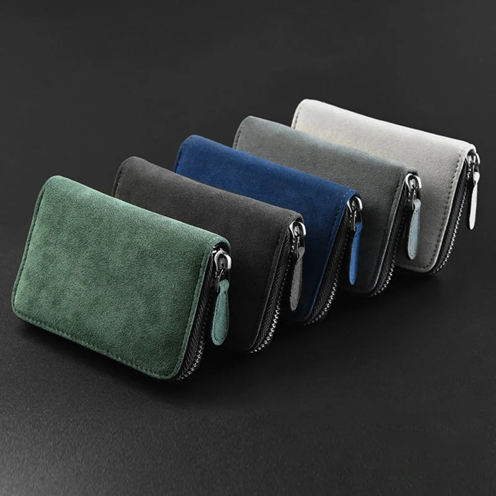 Frosted Leather Multi-Card Slot Cards Holders Wallets High-End Women Men Business Credit ID Card Organizer Zipper Coin Pouch