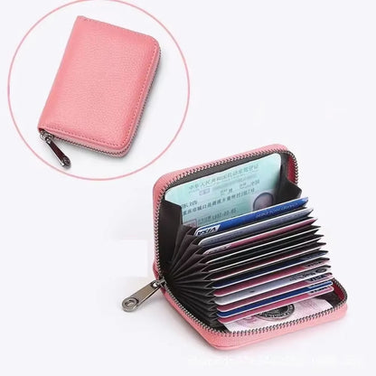 Frosted Leather Multi-Card Slot Cards Holders Wallets High-End Women Men Business Credit ID Card Organizer Zipper Coin Pouch